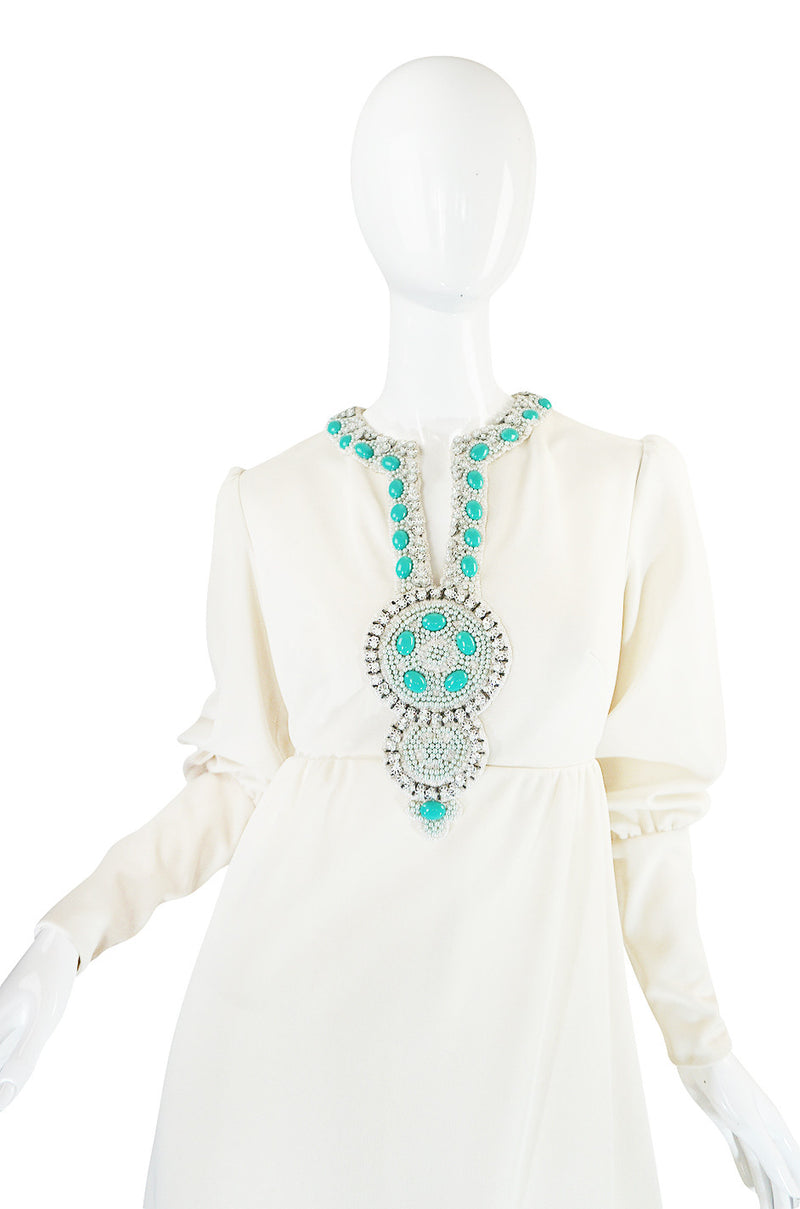 1960s Elaborate Beaded Front Jack Bryan Dress