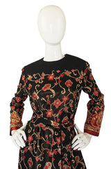 1960s Adele Simpson Metallic Floral Dress
