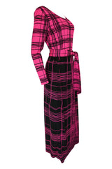 1970s Mr. Dino Pink Graphic Print Jersey Body Suit & Skirt Set