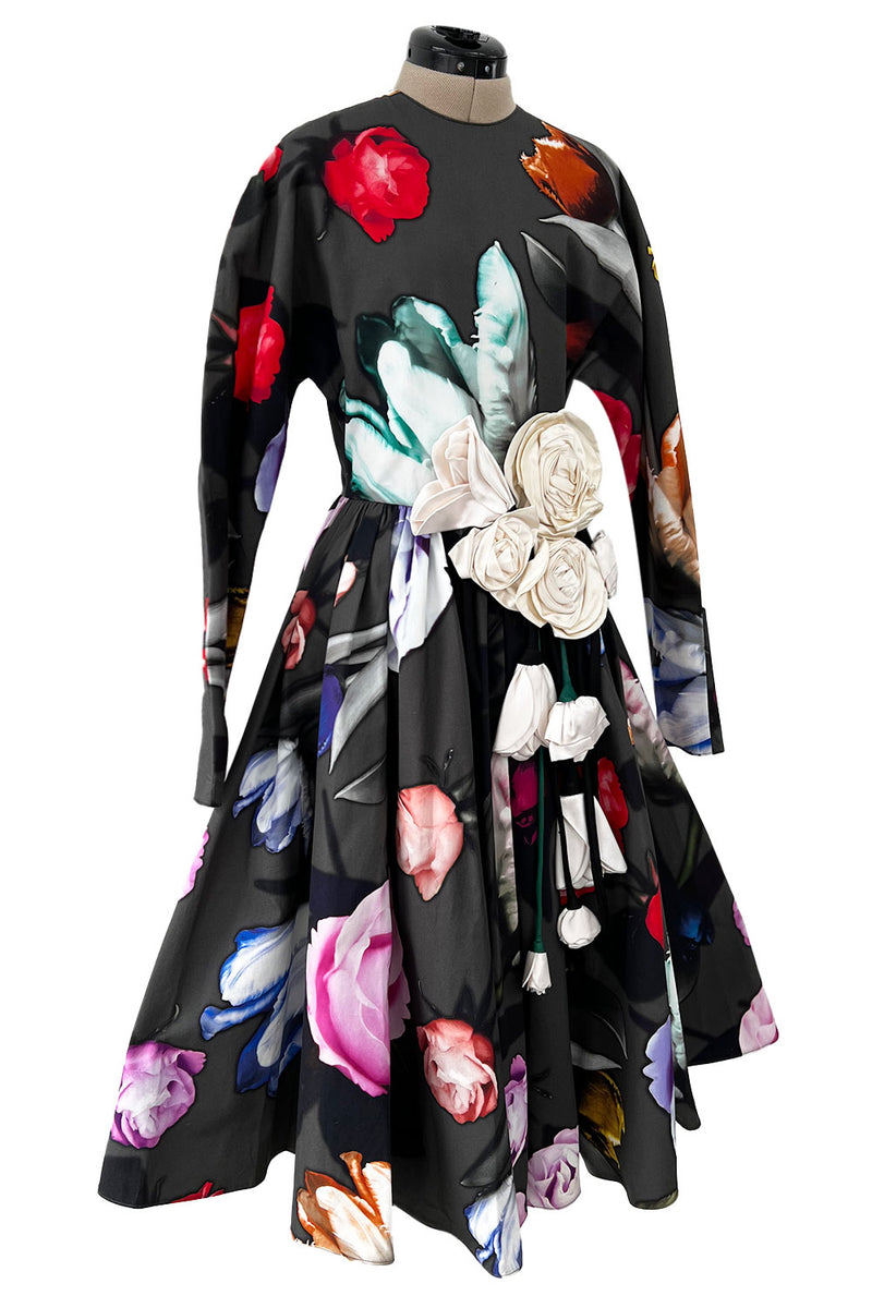 Gorgeous Fall 2019 Prada Cotton Floral Dress with Elaborate Floral Applique