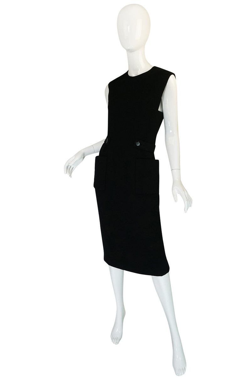 1960s Norman Norell Wool Crepe Back Button Shift Dress