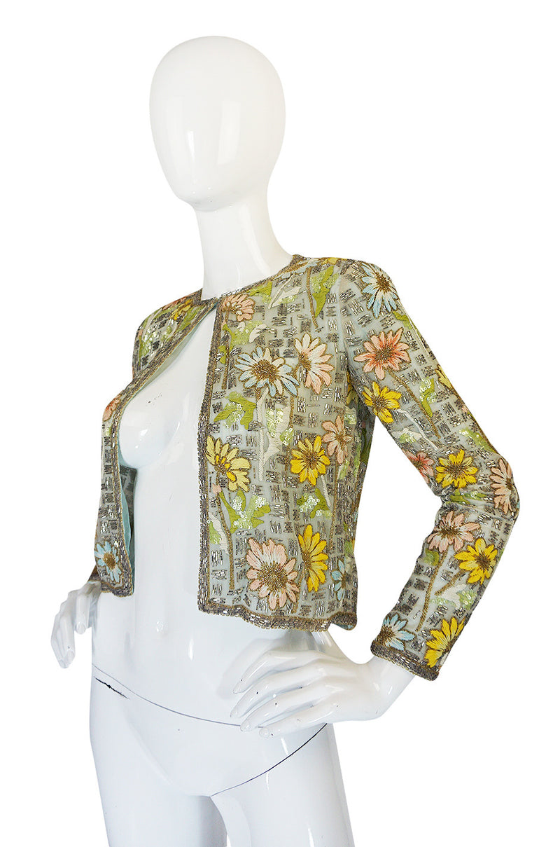 1970s Chanel Haute Couture Lesage Bead, Sequin & Embroidered Silk Jacket
