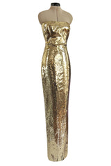 Resort 2020 Alex Perry Supermodel Long Strapelss Gold Sequin 'Howard' Dress