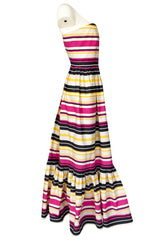 Spring 2016 Salvatore Ferragamo Ad Campaign Striped Strapless Dress