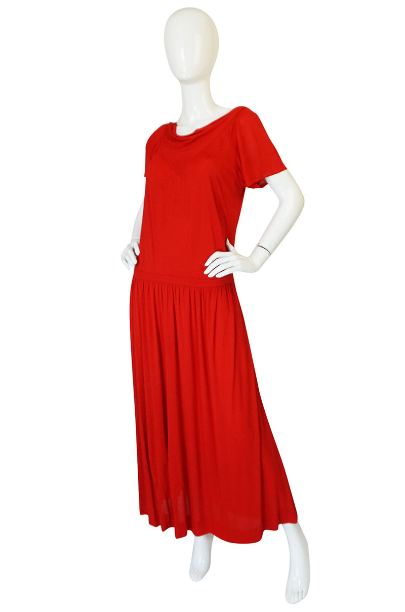 1977 Dior Couture Red Jersey Dress