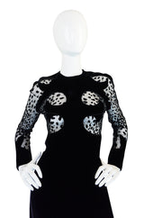 Scandalous 1980s Balmain Sheer Net & Velvet Cut Out Dress