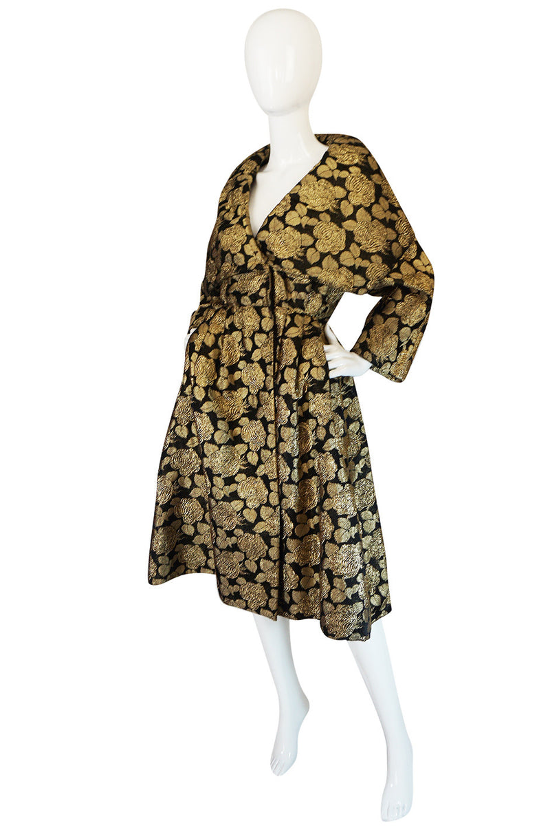 1950s Rich Gold Thread Silk Brocade "New Look" Coat