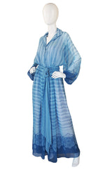 1970s Blue Chiffon Victor Costa Maxi