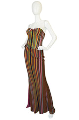 S/S 2002 Galliano for Christian Dior Striped Corset Dress