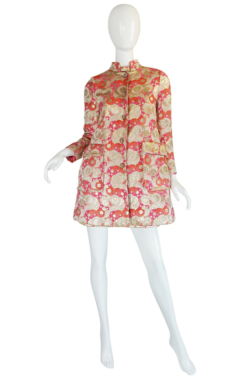 1960s Pink Metallic Pat Sandler Dress & Coat