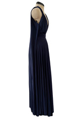 Cruise 2020 Christian Dior by Maria Grazia Chiuri Deep Blue Cape Back Jersey Dress