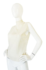 1990s Cream Chanel Cashmere & Silk Knit Shell Top