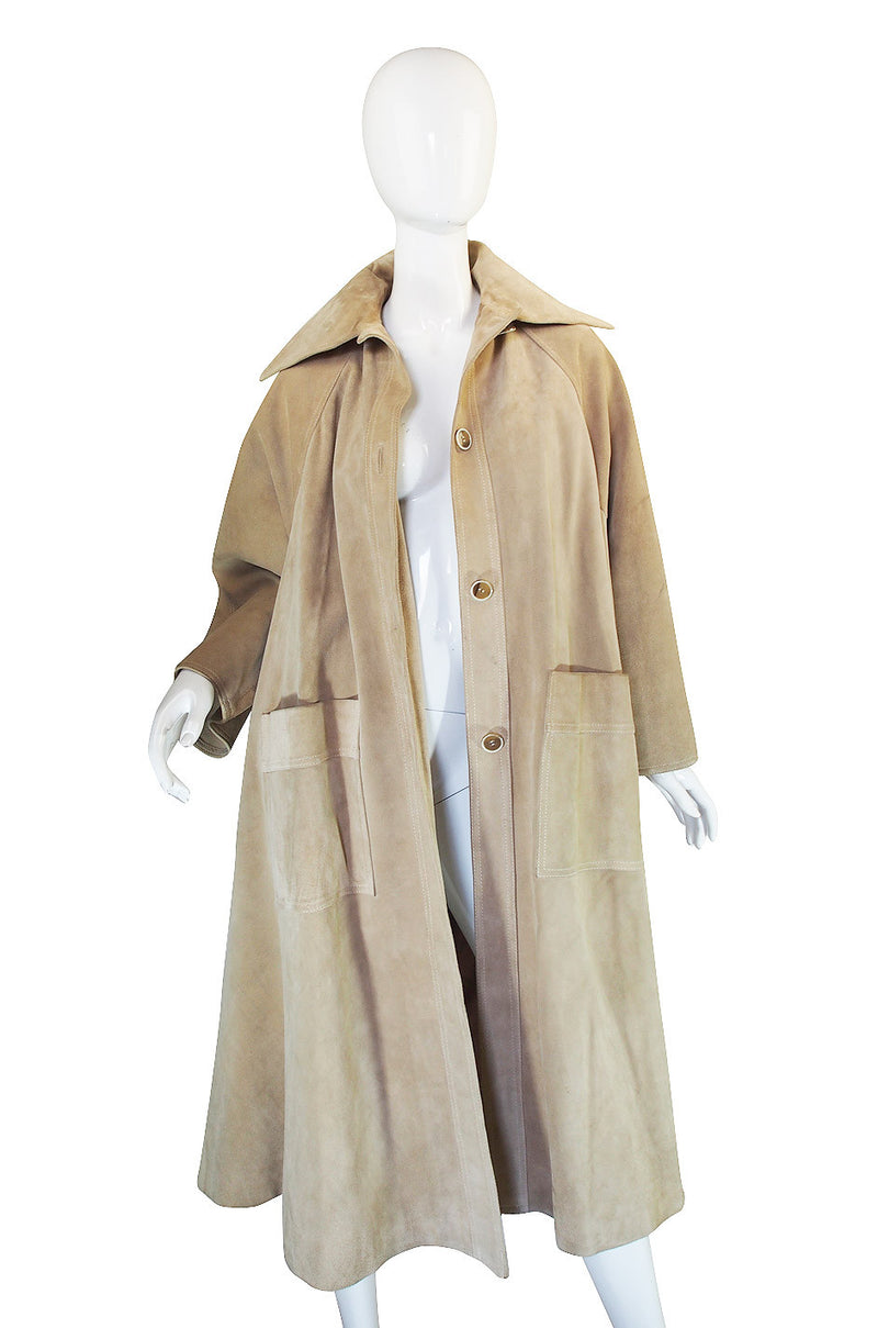 Amazing 1970s Christian Dior Suede Swing Coat