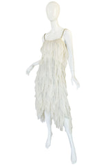 1970s Ivory Silk Chiffon & Silver Stavropoulos Petal Dress