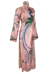 Rare Antique / 1920s Hand Embroidered & Sequinned Pink Silk Cheongsam Textile Example Dress