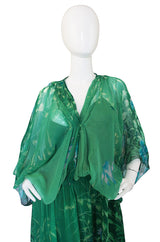 1970s Silk Chiffon Caftan Hanae Mori Dress