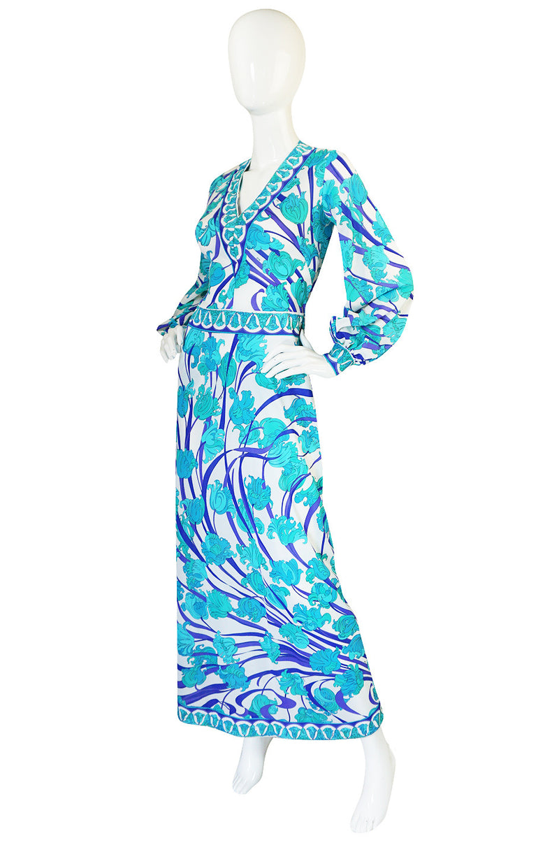 1960s Blue Floral Formfit Pucci Nylon Dress & Panties