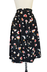 1970s Yves Saint Laurent Floral Printed Full Cotton Skirt