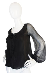 1976 Yves Saint Laurent Haute Couture Silk Chiffon Top
