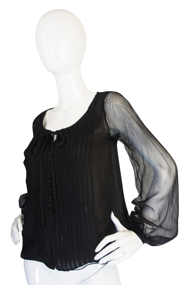 1976 Yves Saint Laurent Haute Couture Silk Chiffon Top