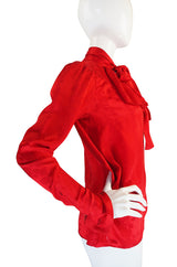1979 Yves Saint Laurent Haute Couture Red Silk Top