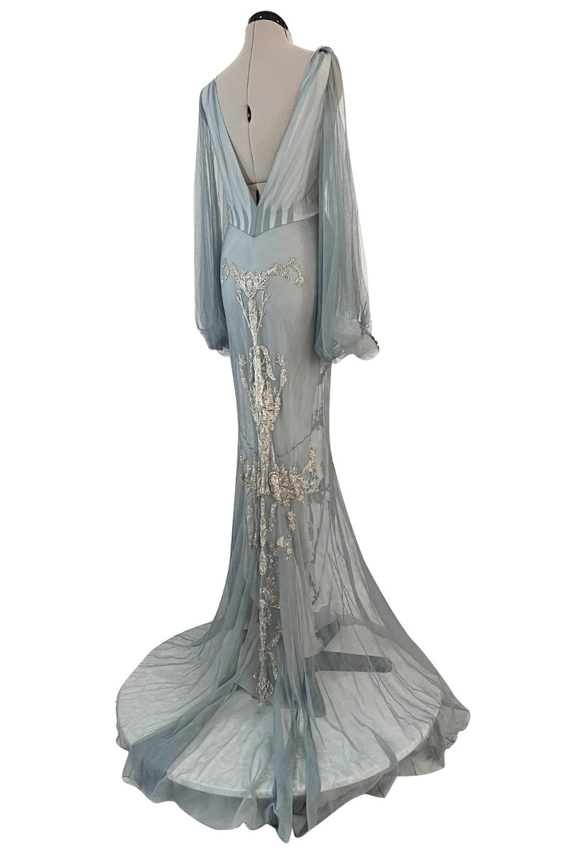 Important Fall 2009 John Galliano “Beautifully Iced Maidens” Beaded Net Pale Blue Grey Dress