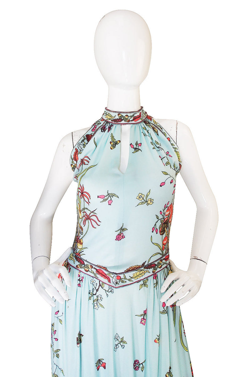 1970s Maurice Mushroom & Butterfly Jersey Dress