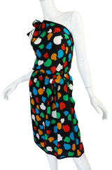 1970s One Shoulder Yves Saint Laurent Silk Dress Set