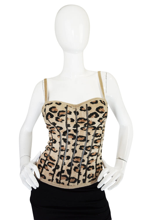 Iconic Fall 1991 Museum Held Alaia Leopard Corset Top