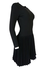 Vintage Azzedine Alaia Stretch Bandage Knit & Pleated Skirt Dress