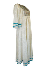 c1968 Thea Porter Embroidered Ivory & Brocade 'Faye' Dress