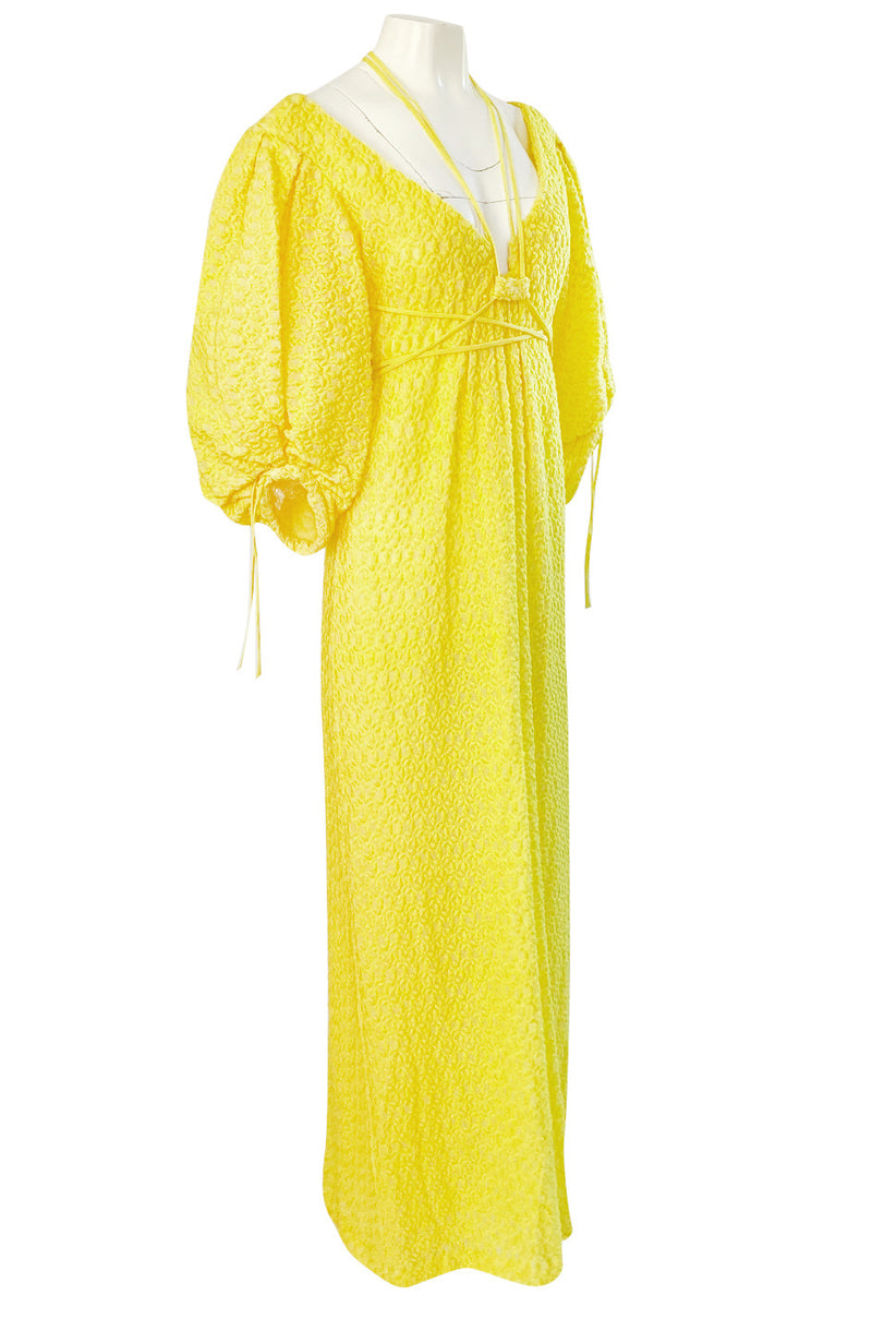 Fall 2016 Rosie Assoulin 'Holster' Bubble Sleeve Yellow Puff Fabric Tie Dress