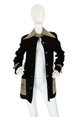 1970s Gucci Suede Jacket With Embroidered Pheasants