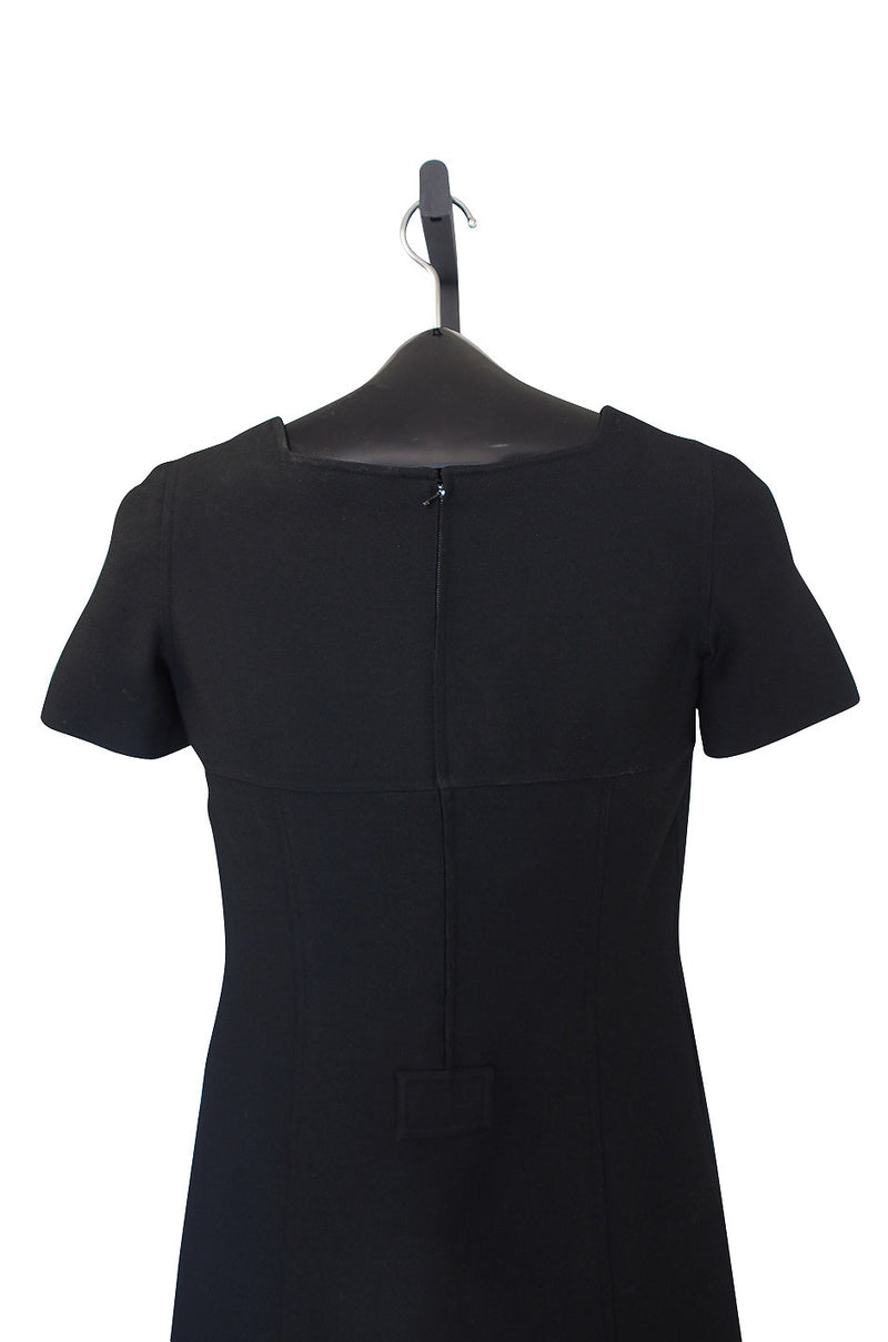 1960s Black Courreges Paris Shift Dress