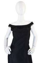 1960s Stanley Korshak Black Silk Beaded Gown