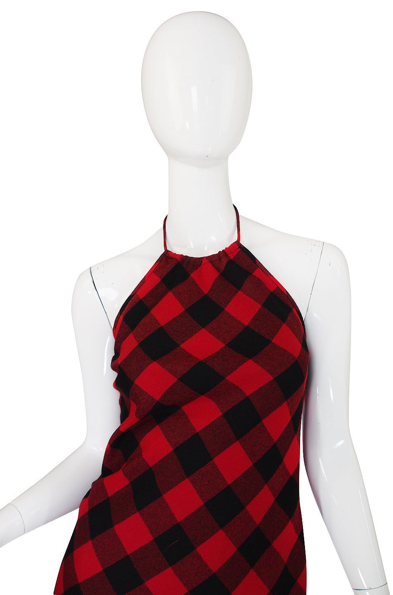 1990s Ralph Lauren Plaid Halter Dress