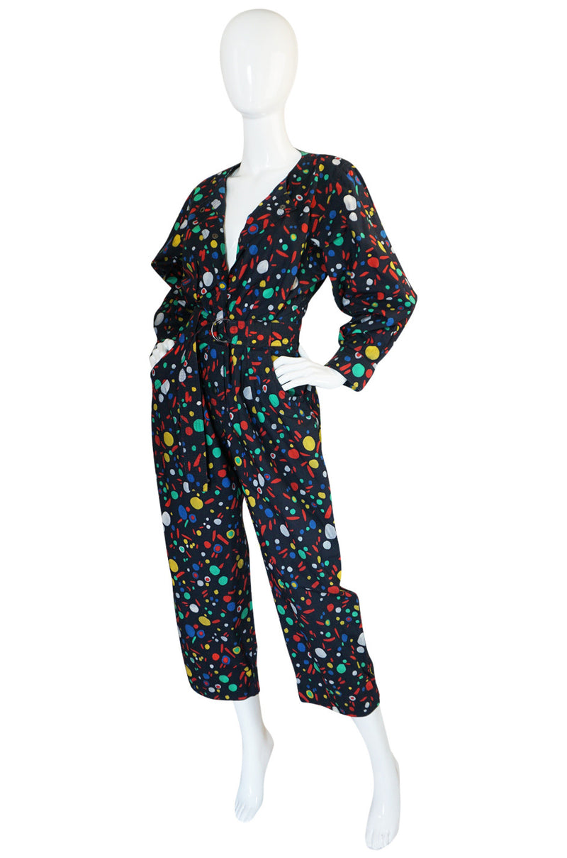 Spring 1985 Yves Saint Laurent Cotton Dot Print Jumpsuit