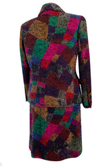 Fall 1991 Ady Couture Lausanne Yves Saint Laurent Haute Couture Copy Wool Patchwork Suit w Silk Top