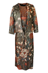 1975 Bill Blass Floral Print Metallic Lurex & Sequin Dress Set