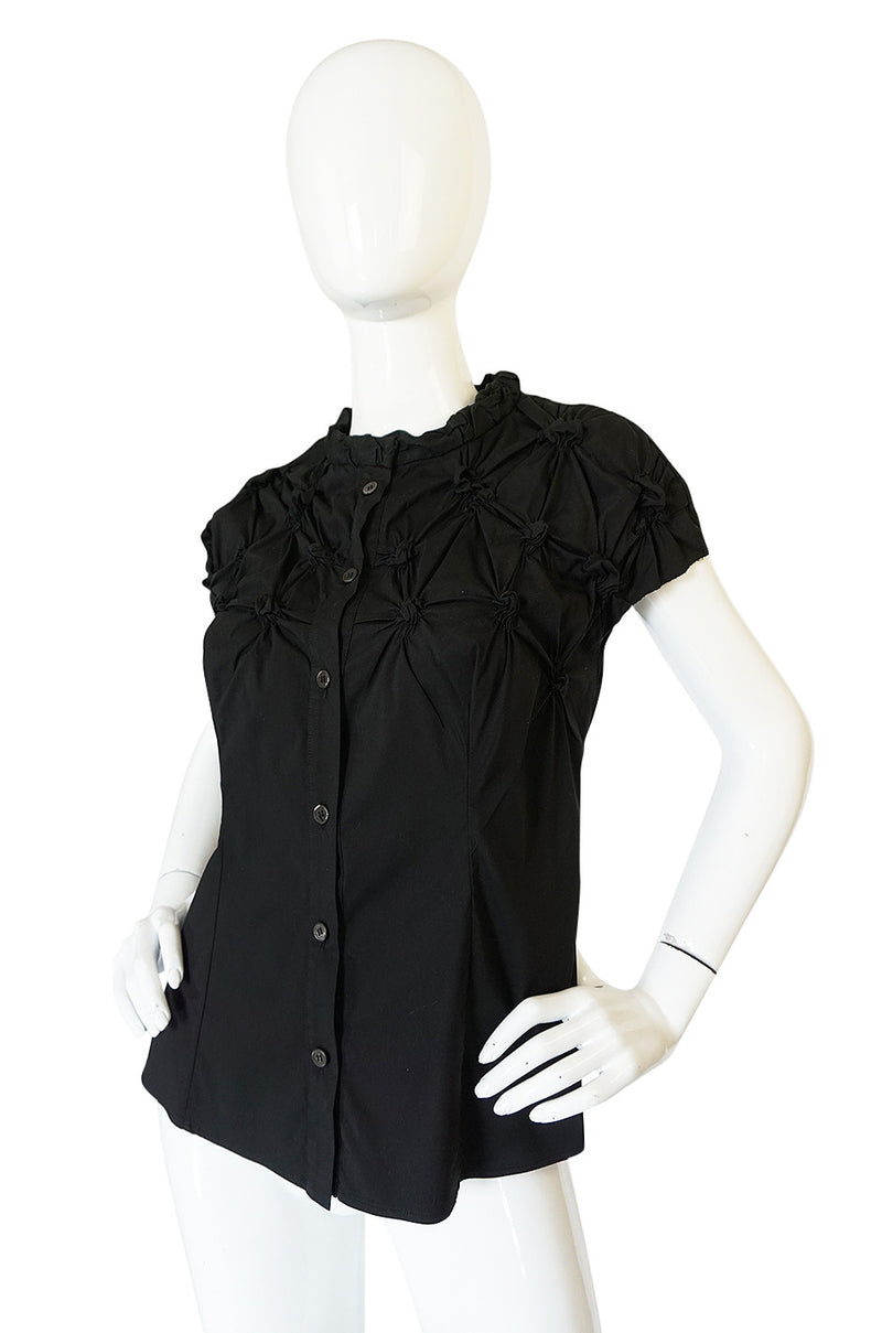 c2007 Prada Black Gathered "Knot" Black Top