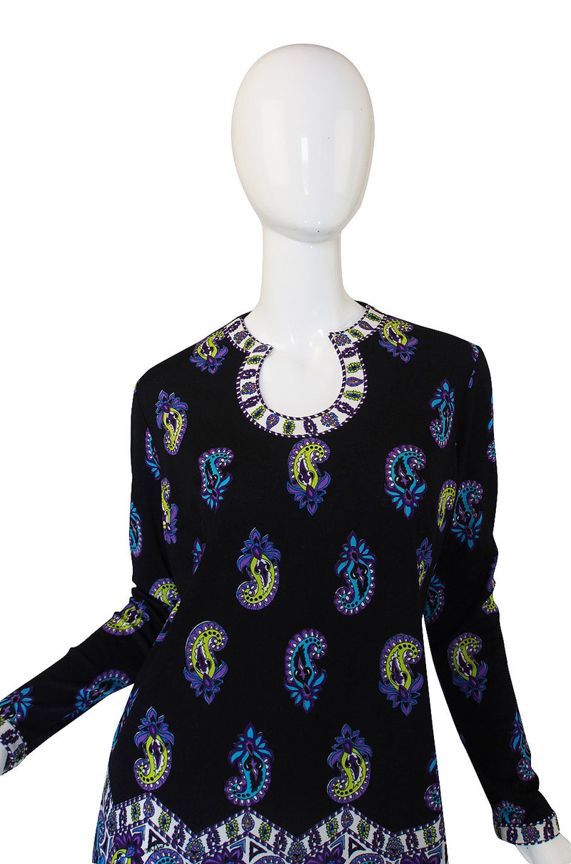 1960s Pretty Mr Dino Print Jersey Dress