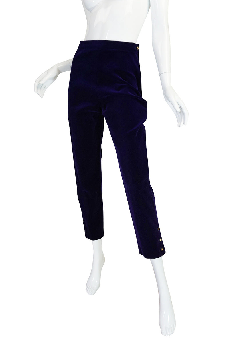 Rare 1980s Purple Velvet Chanel Cigarette Pants