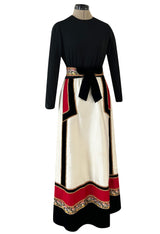 Folkart Feeling 1970s Kent Originals Rick Rack & gold Metallic Detail Applique Dress