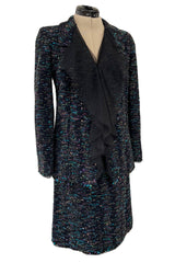 Gorgeous Fall 2000 Chanel by Karl Lagerfeld Haute Couture Ruffled Three Piece Boucle Runway Suit