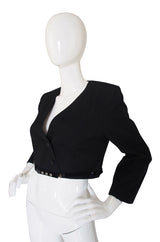 c2000 Chic Little Black Cropped Chanel Jacket & Belt