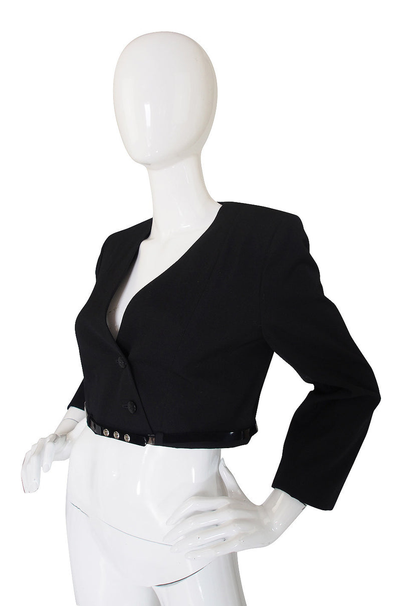 c2000 Chic Little Black Cropped Chanel Jacket & Belt