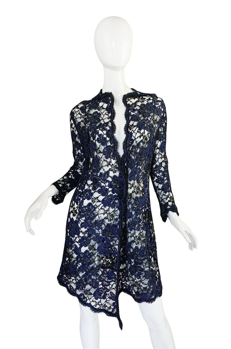 1960s Blue Cord & Black Net Geoffrey Beene Evening Jacket