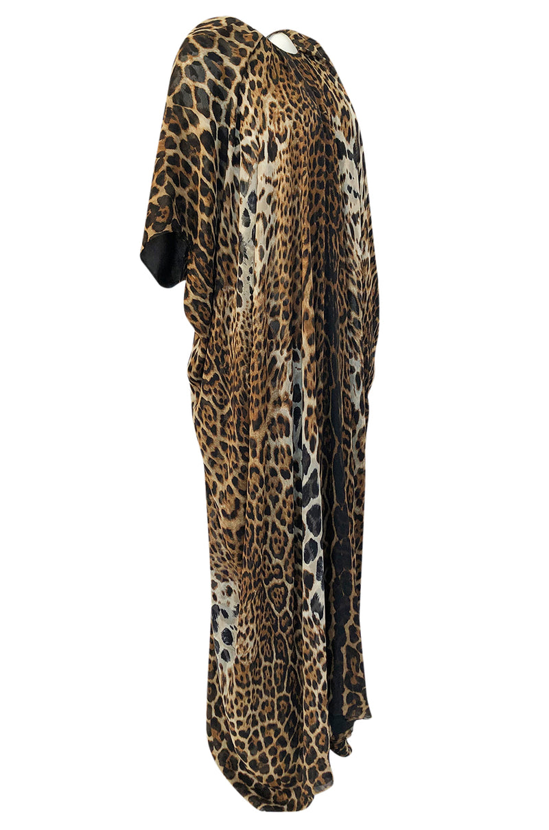 Spring 2002 Tom Ford For Yves Saint Laurent Leopard Bias Cut Silk Caftan Dress