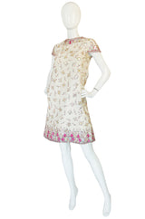1960s Cream with Pink Beaded Sequin Malcolm Starr Dress