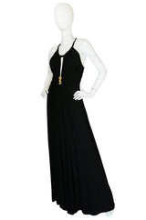 Recent Roberto Cavalli Plunging Black Silk Jersey Dress